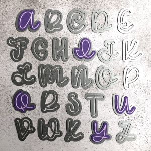 Script Uppercase 1.3 Inch Alphabet Dies Set of 52