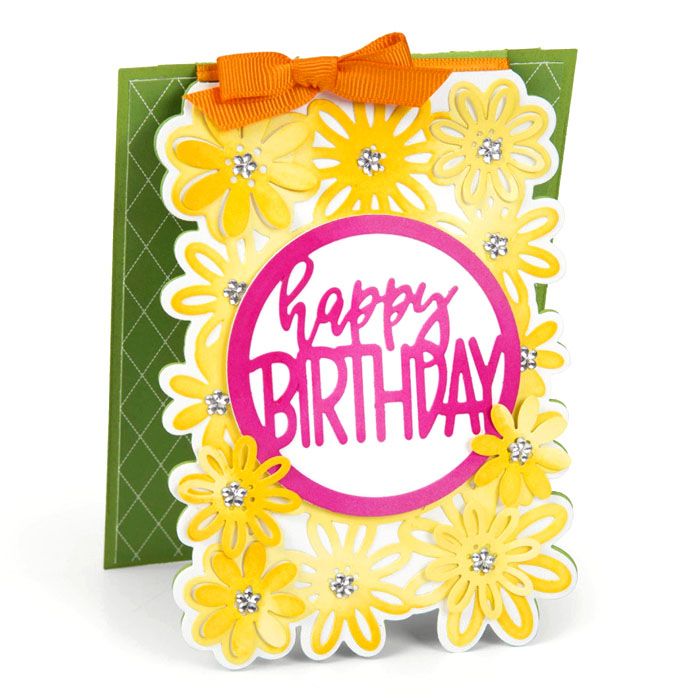 Floral Happy Birthday Drop-in A2 Card Die Set