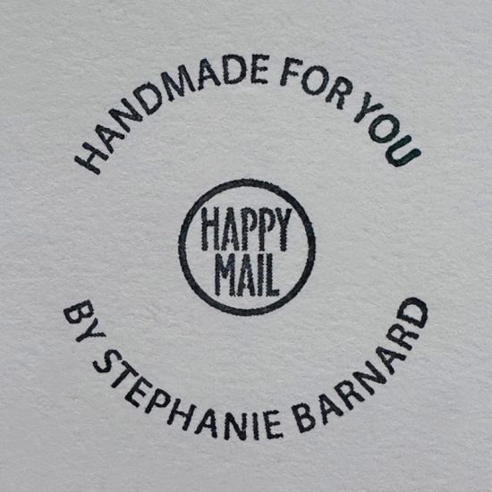 Happy Mail Personalized Stamp
This is the Circle Personalized Stamp. The Circle Personalized Stamp was designed to coordinate with the largepostmark2stamp Stamp and Dies Sets or use it on it's own. 
Keywords: Personalized Stamps