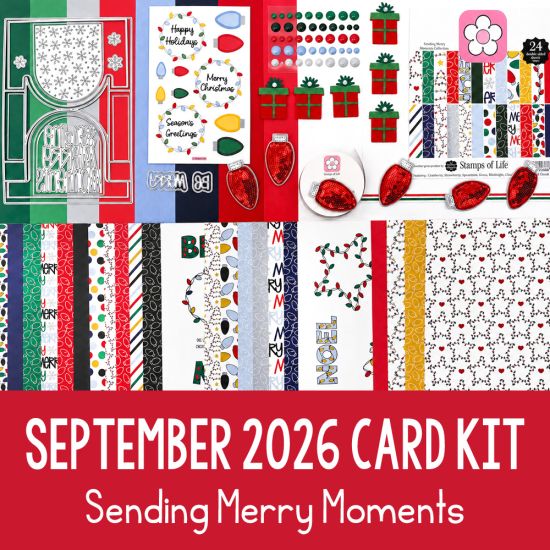 September 2026 Card Kit Sending Merry Moments Collection
Featuring A1 Rounded Step-Up Card Die.
