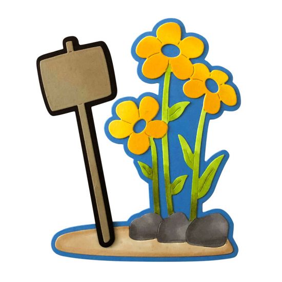 Flowers With Sign Background Dies
