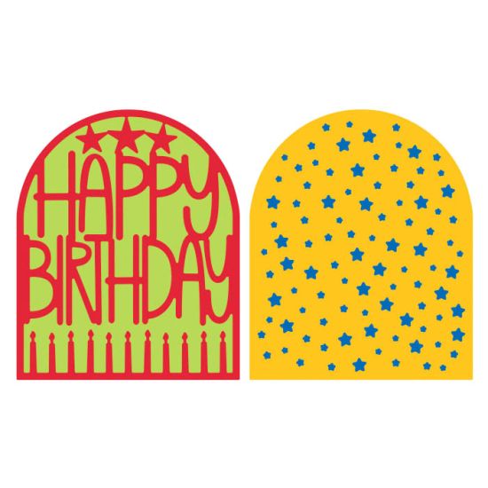 Rounded Center Step-Up Add-On Stars & Happy Birthday Dies
