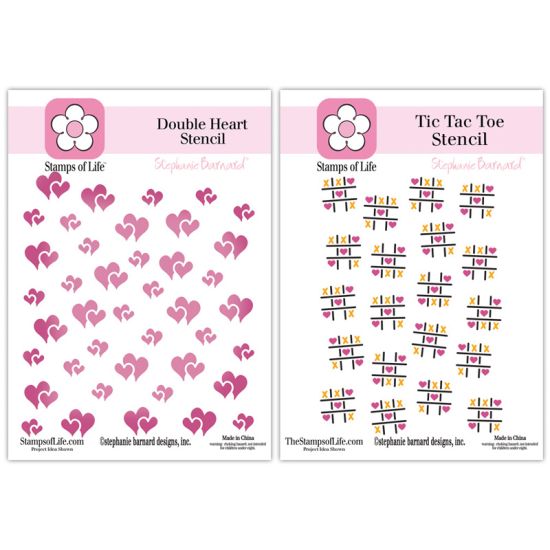 Double Heart and Tic Tac Toe Stencils
