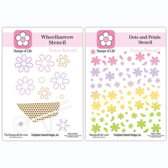 Wheelbarrow, Dots and Petals Stencils
March 2026 Fold-it Club Stencils
