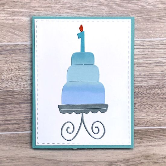 Quick 1st Birthday Card
I used the watercolor patterned paper from the Thank You Collection paper pad to create a quick gradient cake.
