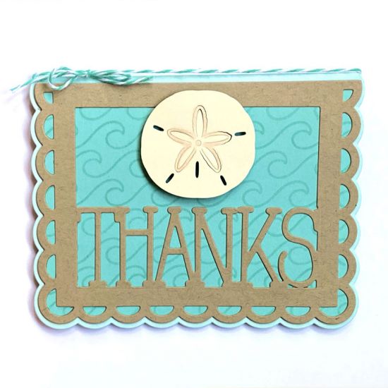 Sand Dollar Thank You Note Card
Used the shells2stamp die, wave stamp from flipflops2stamp / sandals4summer Stamp Set, and Small Scallop Card Die Set
Keywords: shells2stamp, Small Scallop Card