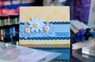 Flowering Thanks
Use the sentiments4circles with your punches like this example. Many different will work great in combination with these circle stamps!
Keywords: sentiments4circles flowers blue yellow