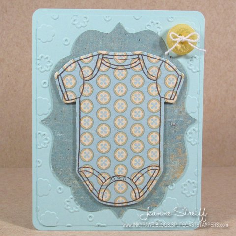 *Baby Blue Onesie
Keywords: Onesie4baby, Onsie Die Set, Licorice, Sizzix Labels #4, Sizzix Embossing Folder Flowers & Butterflies