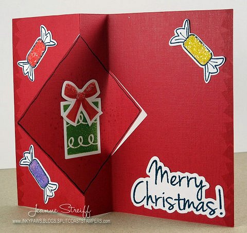 *Christmas Penguin inside
Keywords: jars4candy, Diamond Flip-its, Penguin & Candy Cane Sizzix Framelits, Sprinkles Glitter