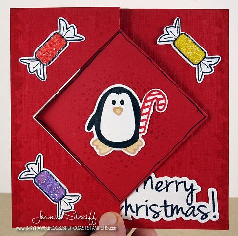 *Christmas Penguin 
Keywords: jars4candy, Diamond Flip-its, Penguin & Candy Cane Sizzix Framelits, Sprinkles Glitter