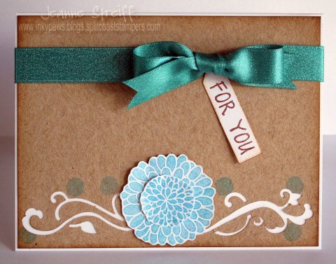 For You
My card was cut with a Sizzix eclips (Cardfront cartridge). I stamped and cut out the pretty mums.
Keywords: moremums2love