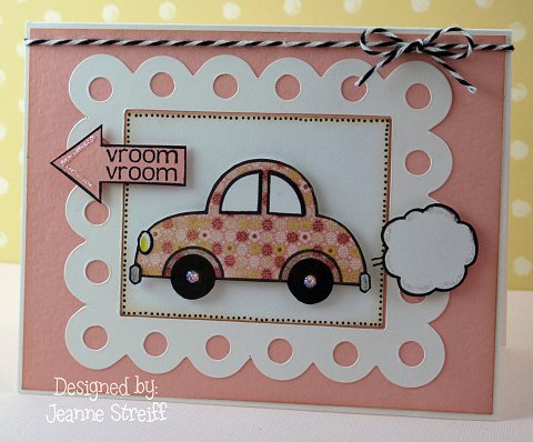 Vroom
I paper pieced the car with papers from Basic Grey. 
Keywords: cars2drive