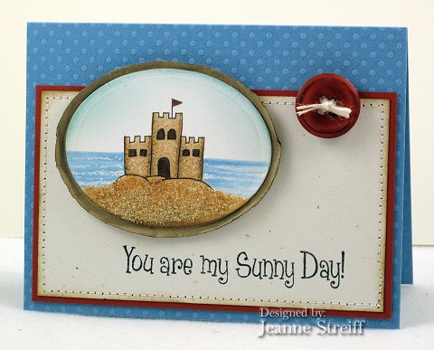 You are my Sunny Day!
I used a combination of the digital images (sandcastle) and stamps for my card. I colored with copic markers. I added Ultra Fine Toffee and Ultra Fine Sand Flower Soft for the textured sand.
Keywords: summer4fun, digital, Flower Soft