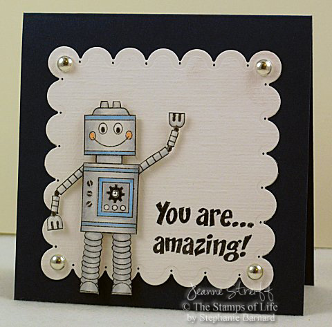 You Are Amazing!
I stamped the robot from robots2build, colored with Copic markers and cut out. 
Keywords: robots2build