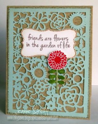 Friends are Flowers
My card was cut with a Sizzix eclips (Cardfront cartridge). I stamped and cut out the pretty mum and leaves.
Keywords: moremums2love