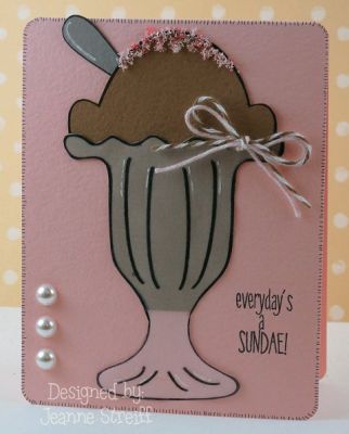 Everyday's a Sundae
I Paper Pieced the sundae. The dish was made with velum. I added sprinkles with Flower Soft. 
Keywords: cone2dish