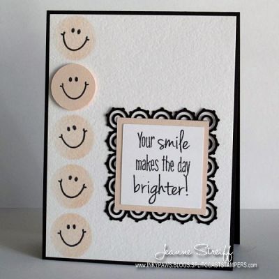 Smile
Fun and speedy card with the faces4smiles set with die cuts made with a Sizzix eclips and the Basic Shapes cartridge.
Keywords: faces4stamps, Sizzix eclips, Colorbox Premium Dye Ink