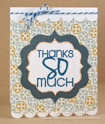 Thanks So Much
Keywords: Phrases2Say, Scallop Die set, Framelits Fancy Labels #5, Sizzix, Cornflower