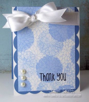 True Blue Thanks You
I used sky ink (both full strength and stamped off once or twice) for my flower background. The card was cut using my Sizzix eclips.
Keywords: mums2stamp