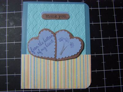 Thankyou card
Fiskar squeeze punches, DCWV glitter paper, SU word window punch, CB embossing. TFL
