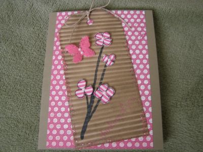 I used a tag and ran through my crimper and inked with distress inks.  I stained a linen butterfly. TFL
