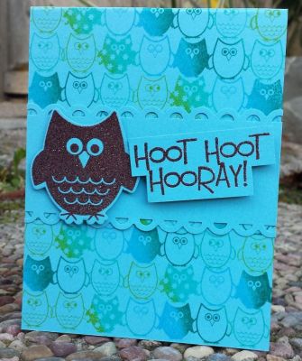 Hoot Hoot Hooray
heat embossed owl & saying
