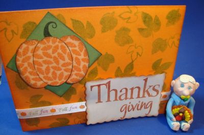 Thanks Giving Card
Made this little doll out of clay holidng the turkey to go wtih my card.. DO NOT LAFF...:O)
