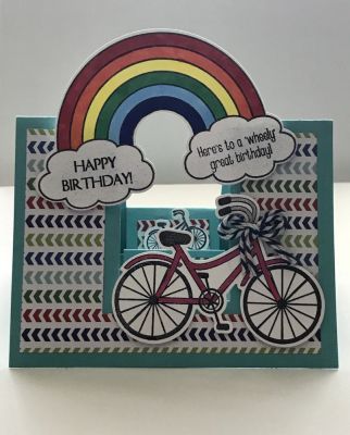 A Wheelie Great Birthday
I like to use all my paper from the card kits. That’s a lot of cards! I need inspiration and Kristine Reynolds inspired this card. 
Keywords: Bicycles