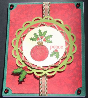 Peace
This card is a 5.50" x 4.25" card. The images are from the Holly4Christmas set.  All stamped with Momento Ink and colored with Copics.
Keywords: Holly4Christmas, Momento Ink, Copics, Spicas, Glitter, Nellie Snellen