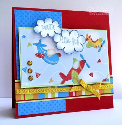 You Must Be Flying High!
Loved this glittery patterned paper, and thought it went well with this sentiment!
