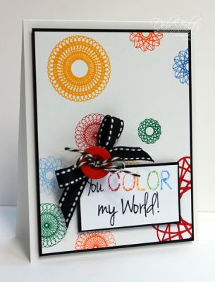 You Color My World
I used markers directly to the stamp for the rainbow of colors...they were not intended for polymer stamps and therefore did not cover consistently, but I still kinda like the look!
Keywords: words4crayons spiros2stamp