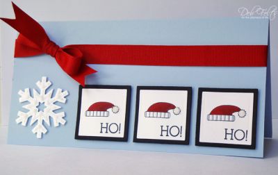 Ho! Ho! Ho!
A long card in one of my favorite color combos!  The "Ho!" stamp is from joy2Christmas.
