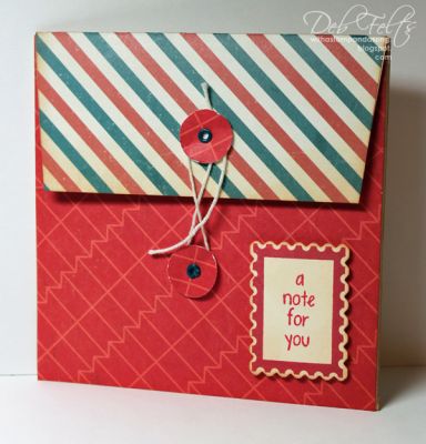 A Note For You CD pocket envelope
The inside is a notched pocket for storing a music CD.  The back is a lined designer print that's perfect for listing the songs recorded on it.
