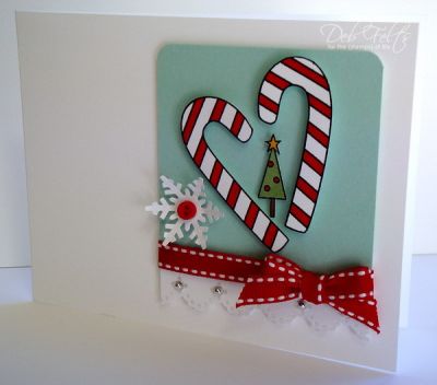 Love Christmas!
A candy-cane heart on a card using one of my FAV color schemes.
