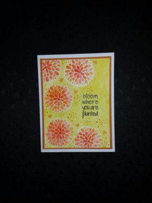 Embossed Mums
Heat embossed in white on water color paper and painted with Koi water colors.
