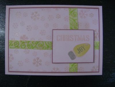 Christmas Card TSOLC02
All stamps used here are from the Joy2Christmas stamp set. I used a glitter pen to highlight a few of the snowflakes and the silver in the tree bulb. 

