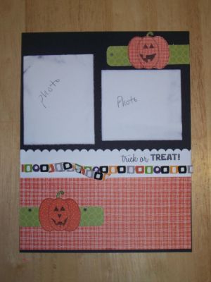 the pumpkin outline is stamped on printed paper.
