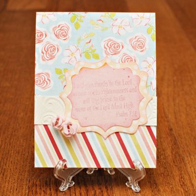 Psalm 7:17
Chevron border die turned into flowers
framelets fancy labels
Praise4Him stamp

paper is from Cherries Jubilee digital scrapbook kit by Kristin CB Designs @ Sweet Shoppe Designs
