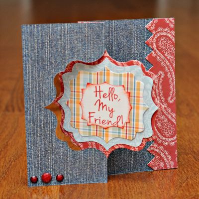 Hello, my Friend!
Chevron border die
fancy label flip-it die
framelets fancy labels
messages4friends stamp set

paper from A Little Bit Country digital scrapbook kit by Kristin CB Designs at Sweet Shoppe Designs

