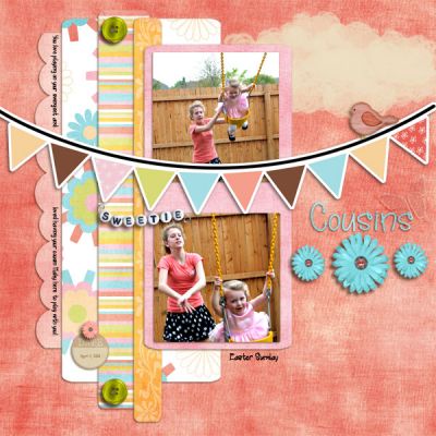 Cousins
Digital scrapbook page using Banners4all brushes.
Traci Reed - Wish on a Rainbow
Julie Billingsley - Find Your Wings
Font is CK Anecdote
