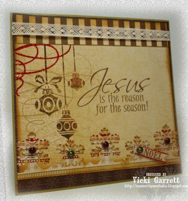 The Reason
I let the Designer Paper do the work for me on this quick and easy card
Keywords: Vicki Garrett Christmas4Him