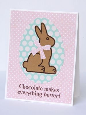 *Chocolate Makes Everything Better
I used the egg die from Stephanie's Sizzix Easter dies for the dotted egg. I love the bold lines of this bunny outline. It makes it easy to cut out, and it's so super cute!

