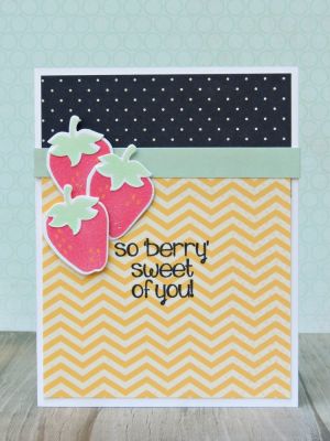*so berry sweet
I stamped the berries in pigment ink, and put together some assorted patterned papers for this card - I love the way the colors came together!

