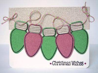 *Christmas Wishes
I stamped these lights on glittered cardstock from DCWV, using Staz-On ink.
