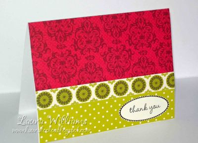 Thank You 
Using up the rest of my beloved Scenic Route patterned paper.  I am making a whole set of cards similar to this.  (Merry Christmas, to everyone I know!!!! tee hee!)
Keywords: tinyand2cute