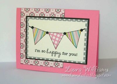 I'm so happy for you!
I used sentiment stamps from April's set, along with this month's banners!

