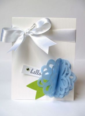 hello (layered flower)
to create this flower, I die cut multiple flowers, folded them in half, and then stapled them in the center. I adhered the bottom layer to my card, and then fluffed the rest until it looked good :)
