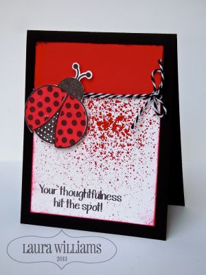 *Your Thoughtfulness. . .
I used strawberry spray to add some spotty-dotty color to the background on this card!
