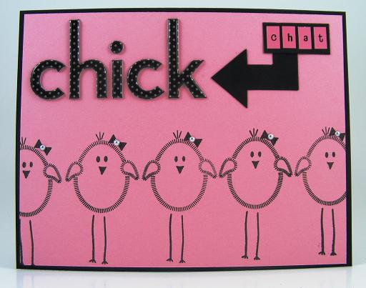 Chick Chat Card
Here's some fun "word play" using the Eggs4Easter clear stamps released February 1st.
