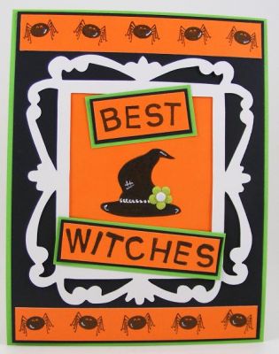 Best Witches Card
Used the new October release called "spooky2scare" clear stamp set.  I also used basic4abc clear stamp set to spell the sentiment.  The ornate white frame was cut with the Sizzix eClips.
Keywords: The {Stamps} Of Life/spooky2scare